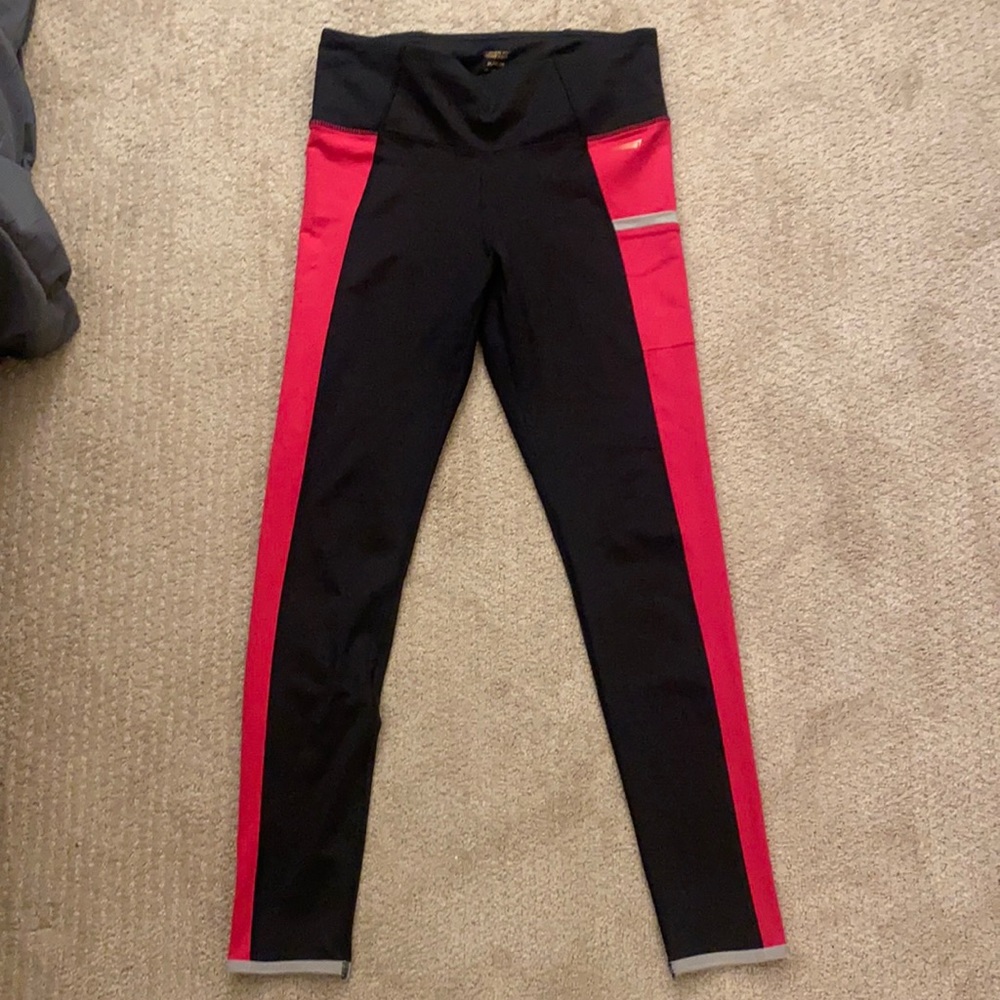 Copper Fit Leggings (M) Black/Hot Pink with pockets